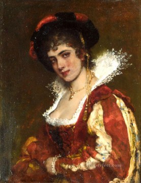 von Retrato de una dama veneciana dama Eugenio de Blaas Pinturas al óleo